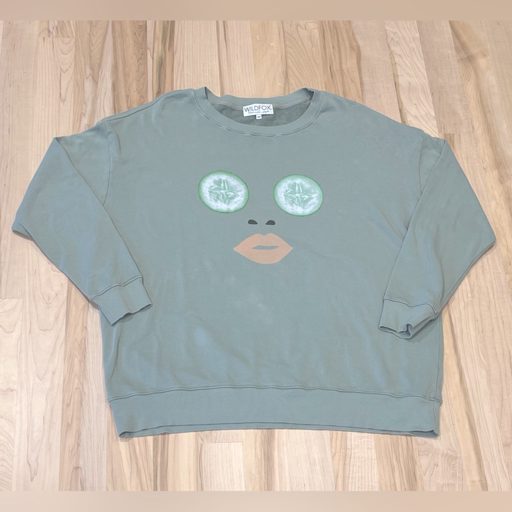 Wildfox Spa Day Roadtrip Oversized Sweatshirt - Green, Size M - Picture 3 of 10